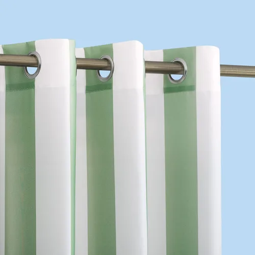 Miniatura 20 de Par de paneles de cortina con ojales Sun Zero Valencia estilo cabaña a rayas para interior/exterior con protección UV y eficiencia energética