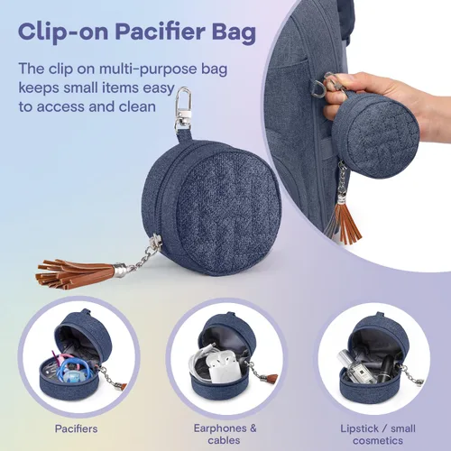 Miniatura 9 de RUVALINO Pañalera tipo mochila, mochila multifuncional para viajes, bolsas para cambiar al bebé de maternidad, gran capacidad, impermeable, azul