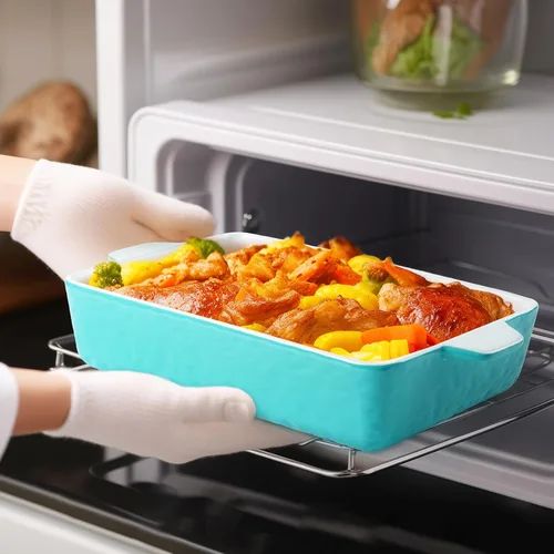 Miniatura 5 de Cacerolas para horno, platos de cerámica para hornear, bandeja para lasaña con asas, bandeja de porcelana para hornear profunda, juego de ollas