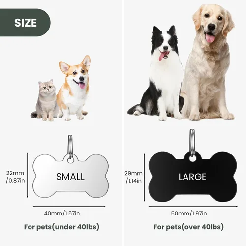 Miniatura 7 de YEHANTI Etiquetas de perro personalizadas grabadas para mascotas, placa de acero inoxidable personalizada para perros y gatos con varios iconos Hueso