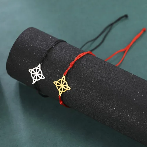 Miniatura 5 de Caiyao Pulsera para mujer, nudo de bruja celta, pulsera mágica en capas de acero inoxidable, dije de brujería, pulsera mística de doble cuerda