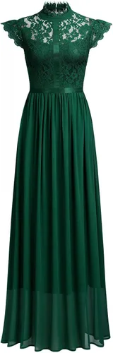 Miniatura 5 de Vestido Miusol de encaje floral, formal, hombro cubierto, para noche, largo, fiesta, para mujer