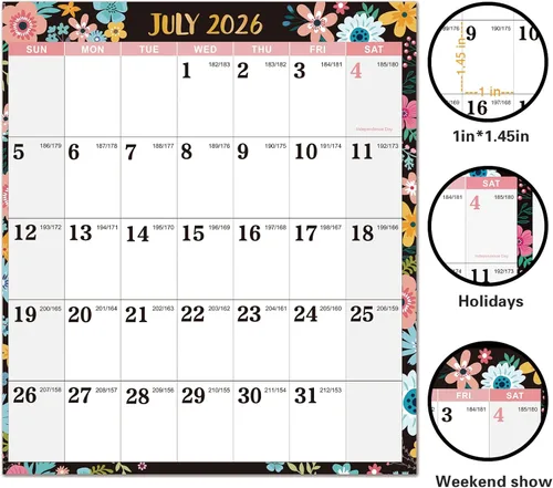 Miniatura 3 de Calendario de borrado en seco 2026-2027, calendario anual de pared 2026-2027 seco, 34.6 x 22.9 pulgadas, julio de 2026 a junio de 2027, calendario