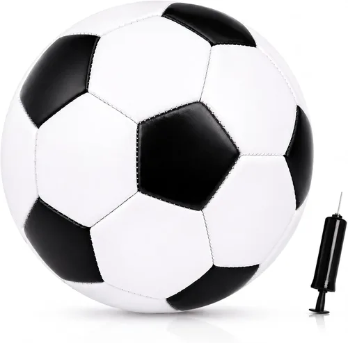 Soccer Ball Size 5 Size 4 Size 3 Size 2 with Pump Deflated - 2 Pack Standard Indoor Outdoor Training Ball Black and White - Gift for Adult Youth