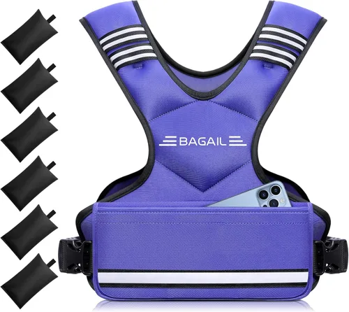Miniatura 10 de BAGAIL Chaleco con peso ajustable para mujeres y hombres, 4-10 libras, 12-18 libras, 20-32 libras, chaleco de peso para entrenamientos en casa con 6