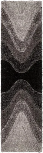 Miniatura 3 de Well Woven Luze - Alfombra geométrica de felpa suave y gruesa con textura 3D, color negro, 2 x 7 pies (2 pies 3 pulgadas x 7 pies 3 pulgadas)