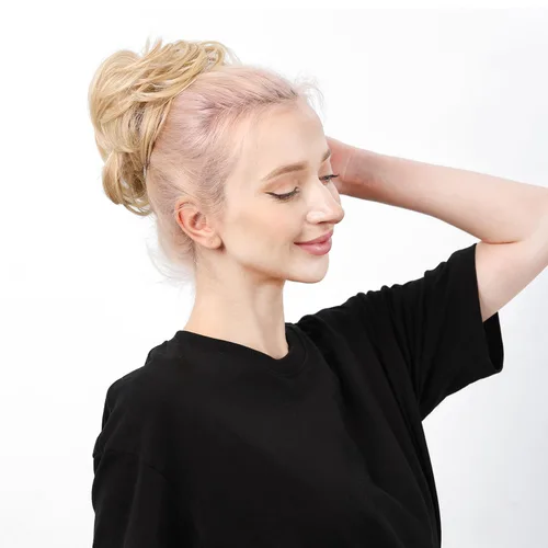 Miniatura 7 de Moño desordenado ondulado de fibra sintética resistente al calor, moño rizado despeinado, extensiones de cabello envolvente para el cabello