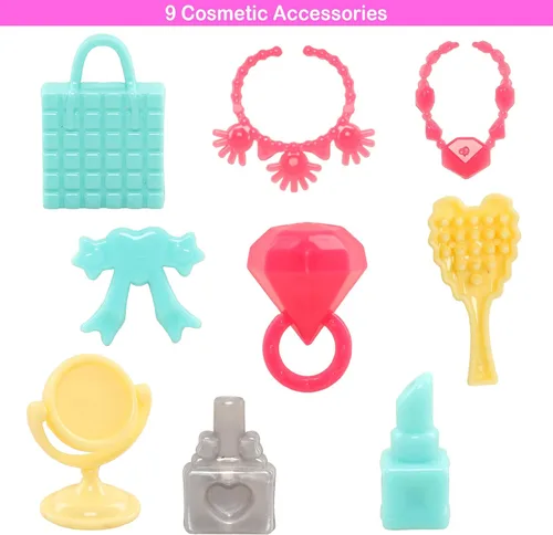 Miniatura 5 de 40 piezas de ropa y trajes para muñecas, 6 pantalones, 10 zapatos, 15 accesorios de maquillaje y 9 accesorios de vajilla para muñecas de 11.5