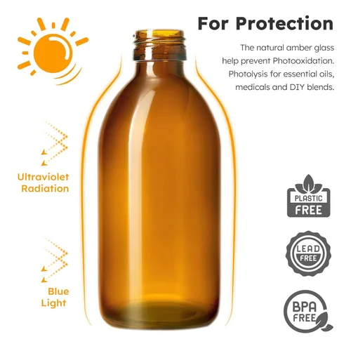 Miniatura 6 de Tecohouse Botellas rociadoras de vidrio de 8 onzas, botellas de spray para el cabello ámbar, paquete de 2 recipientes rociadores vacíos recargables