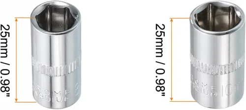 Miniatura 2 de uxcell Juego de 6 llaves de vaso poco profundas de 0.315 pulgadas y 0.394 pulgadas, métrico de 6 puntos, acero CR-V