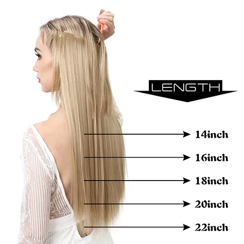 Miniatura 3 de SARLA Extensiones de cabello con alambre invisible de reflejos cortos rectas postizos sintéticos diadema transparente ajustable para mujeres 14