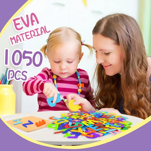 Miniatura 6 de 1050 calcomanías de letras, 10 colores de espuma, calcomanías autoadhesivas del alfabeto ABC para manualidades, proyectos escolares para niños