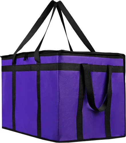 Miniatura 15 de musbus - Paquete de 2 bolsas de compra aislantes XL, rojas, reutilizables, de alta resistencia, con cierre, plegables, para compras, para coche