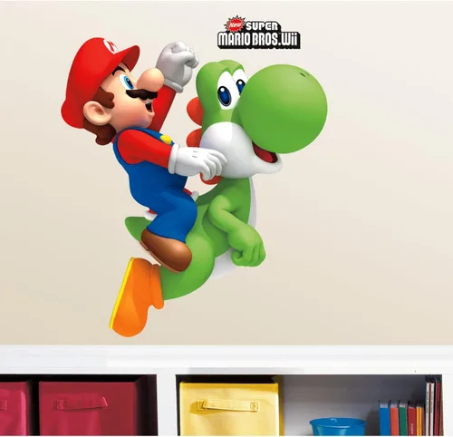 Miniatura 2 de RoomMates RMK1918GM Ninetendo Super Mario Bros. Yoshi y Mario - Calcomanías de pared gigantes para despegar y pegar, 23 x 32 pulgadas