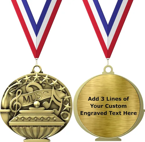 Miniatura 19 de Express Medals Pack of 10 (or More) Engraved Scholastic Academic Award Medals with RWB Neck Ribbons