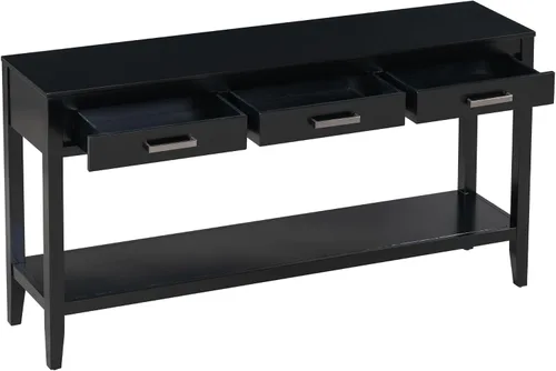 Miniatura 4 de Mesa consola moderna, mesa de sofá con 3 cajones y 1 estante, mesa de entrada para entrada, pasillo, sala de estar, vestíbulo, pasillo