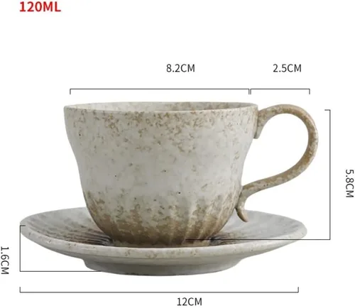 Miniatura 2 de Juego de tazas de té y platillo pequeño de cerámica de 4.1 fl oz/4 onzas, platillo de taza de café de cerámica vintage con asa, juego de tazas de té