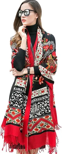 Miniatura 152 de DANA XU Manta de pashmina extragrande 100% de lana merina, bufanda de viaje, bufanda de cachemira para mujer, otoño e invierno, chal de gran