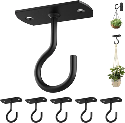 Miniatura 25 de Ganchos colgantes de metal para plantas, 6 pulgadas, paquete de 4 ganchos decorativos de pared para colgar linternas, comedero de pájaros, cesta