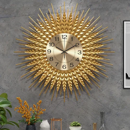 Miniatura 2 de Reloj de pared grande moderno decorativo de metal, relojes de pared de estilo de mediados de siglo, reloj grande dorado silencioso sin tictac, arte