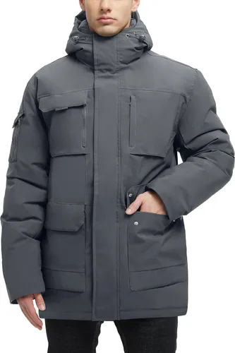 Miniatura 9 de Abrigos de invierno para hombre, chaquetas de invierno impermeables para hombre, chaqueta acolchada cálida con capucha cortavientos
