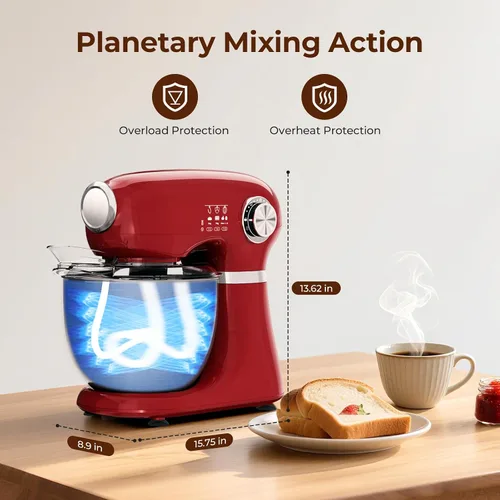 Miniatura 5 de Electactic - Mezclador de pie con 12 velocidades, mezclador eléctrico de 5.3 cuartos con cabezal inclinable, mezclador de cocina para uso diario
