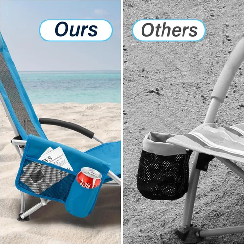Miniatura 5 de ptlsy Sillas de playa para adultos, paquete de 2, sillas de playa plegables con respaldo alto, ligeras y portátiles para exteriores, playa