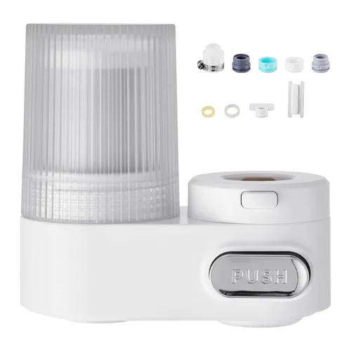 Happybuy Filtro de agua para grifo: purificador vertical con filtro de carbono, se adapta a la mayoría de grifos de fregadero, elimina el cloro y el