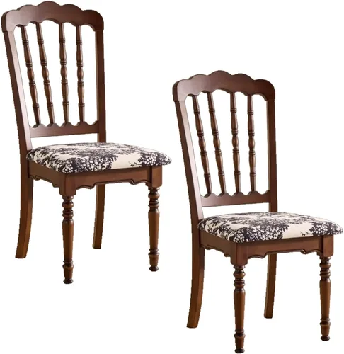 Miniatura 17 de Wooden Dining Chairs Set of 4 Upholstered Kitchen Chair with Slatted Backrest, Classic Armless Dining Chair for Restaurants/Kitchens(Leather Cushion
