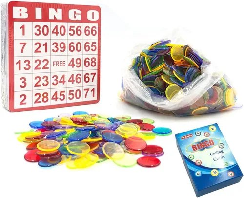 Miniatura 2 de Yuanhe Juego de tarjetas de bingo: incluye 50 tarjetas de bingo, 500 fichas de bingo transparentes coloridas y baraja de tarjetas de llamada, ideal