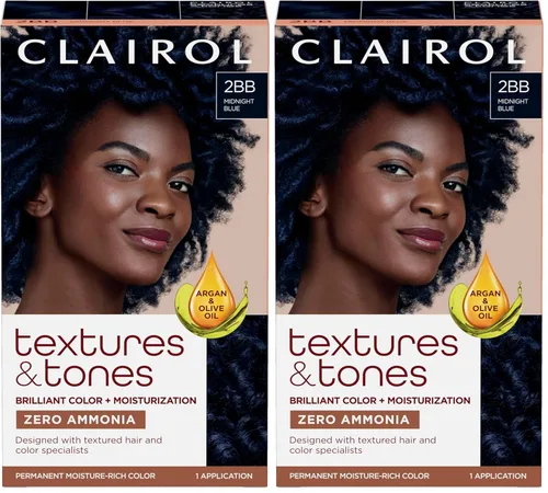 Miniatura 26 de Clairol Textures & Tones - Tinte permanente para el cabello, color de cabello negro sedoso 1B, paquete de 1 unidad 1B negro sedoso