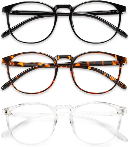 Miniatura 8 de Przene Gafas redondas con bloqueo de luz azul para mujeres y hombres, negro/cristal/gris Lightweight TR Frame,Retro Round,Computer Mobile Phone