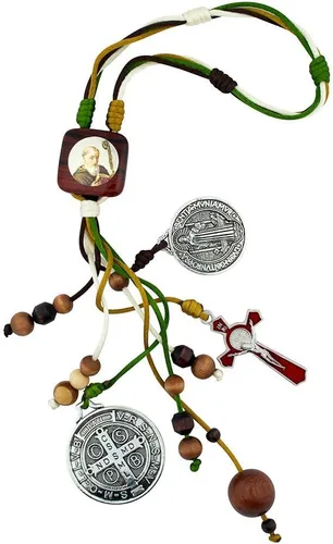 Adorno de bendición para el hogar de San Benito de 12 pulgadas, 3 colores, se adapta a la manija de tu puerta o se puede colgar en un gancho, Marrón