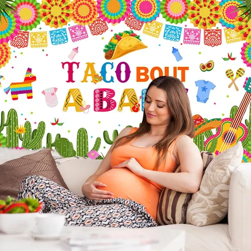 Miniatura 3 de Avezano Taco Bout a Baby - Fondo de fiesta mexicana para baby shower, pancarta temática de cactus neutro, 70.8 x 43.3 pulgadas