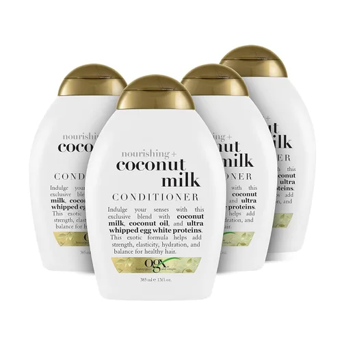 Miniatura 10 de OGX Acondicionador nutritivo + leche de coco, acondicionador hidratante y restaurador hidrata para cabello suave después del primer uso, sin