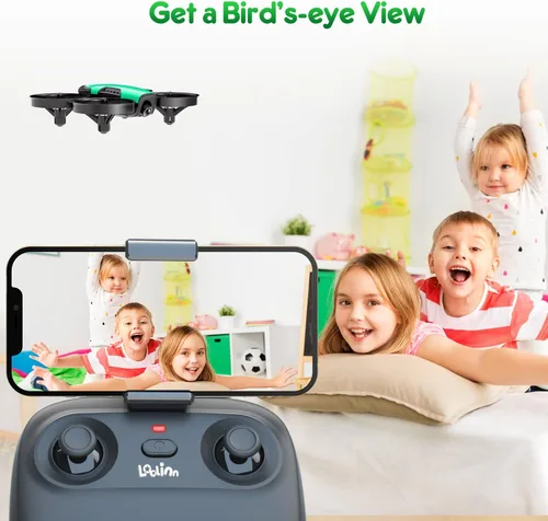 Miniatura 3 de Loolinn Dron para niños de 8 años o más, regalo con cámara, mini dron, cuadricóptero con control remoto con cámara ajustable de 90°, seguro