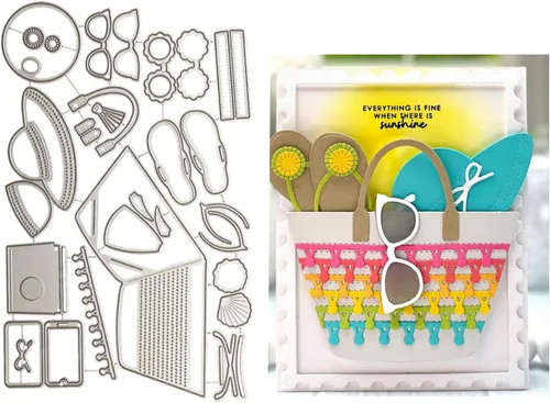 Vasos y bolsas de playa troquelados para hacer tarjetas, troqueles de corte de metal, troqueles de papel en relieve para álbumes de recortes,