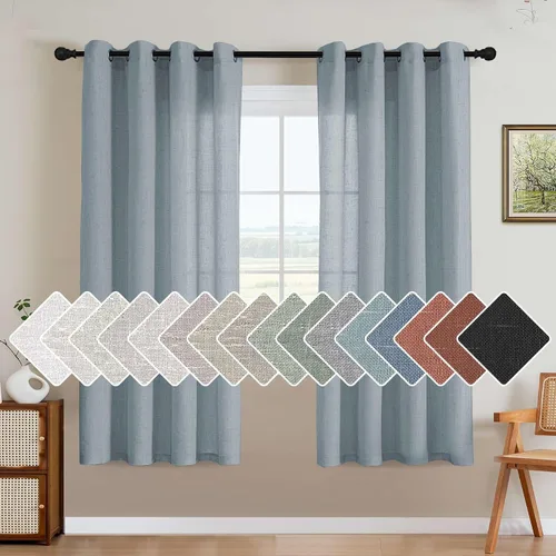 Miniatura 17 de H.VERSAILTEX Elegant - Cortinas texturizadas de lino natural mezclado con eficiencia energética, filtrado de luz, con ojales de níquel