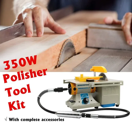 Miniatura 3 de Mini sierra de mesa de roca, equipo lapidario DIY joyería pulido banco pulidor pulidor máquina de pulir, 0-10000r/min con eje flexible para el hogar