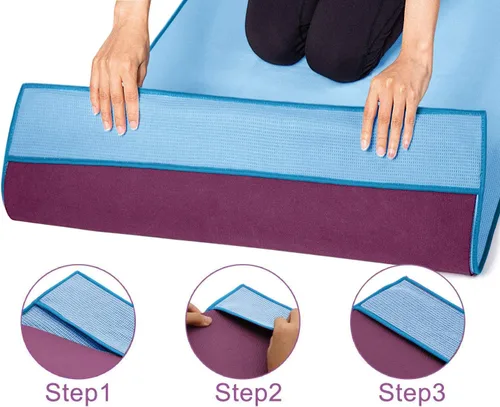 Miniatura 4 de Heathyoga Toalla de yoga caliente antideslizante, toalla de microfibra antideslizante, diseño exclusivo de bolsillos en las esquinas, doble agarre