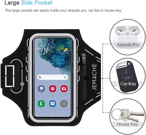 Miniatura 5 de Brazalete para Samsung Galaxy S26 S25 S24 S23 S22 Ultra/Plus/FE, gimnasio Running Entrenamientos Brazo Band con soporte para auriculares (negro)