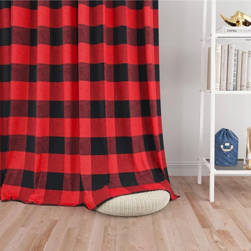 Miniatura 36 de UPOPO Cortinas de ventana Buffalo Check 122 cm de largo, cortinas de algodón para sala de estar, paneles de cortina a cuadros para dormitorio