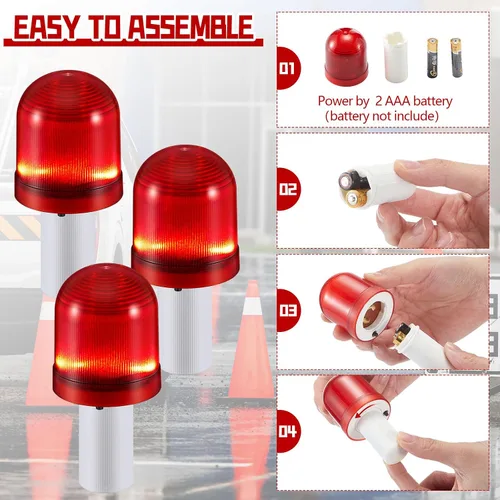 Miniatura 4 de VIHOSE 2 piezas de luces LED para conos de tráfico, cono de tráfico intermitente con 3 modos de parpadeo, luz de advertencia LED para conos