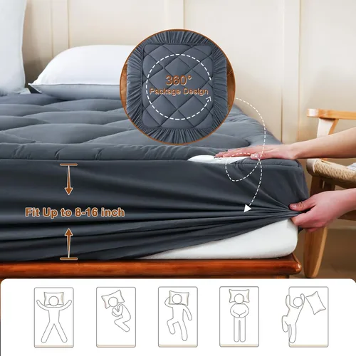Miniatura 7 de YOUR MOON Protector de colchón de lana natural tamaño individual – 500 GSM, de lana australiana, funda de colchón acolchada con bolsillo profundo