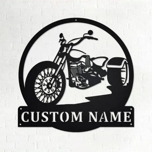 Miniatura 29 de Letrero de metal personalizado para motocicleta, arte de pared de metal con bandera de EE. UU., arte de pared de metal para motocicleta, letrero