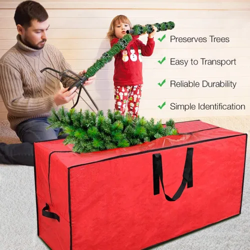 Miniatura 5 de Bolsa grande de almacenamiento para árbol de Navidad de 65 pulgadas, de la marca Primode Rojo