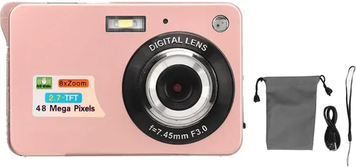 Miniatura 6 de Cámara digital, 48MP 2.7in LCD 4K Vlogging Cámara para disparar (rosa)