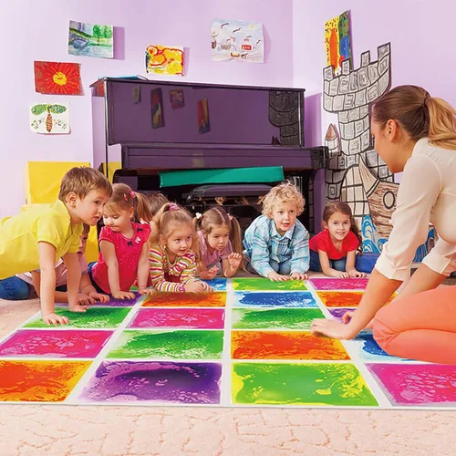 Miniatura 5 de Edusense Azulejos líquidos sensoriales para autismo, tapetes de juego de actividades para niños, sala de aprendizaje temprano sensorial, azulejos