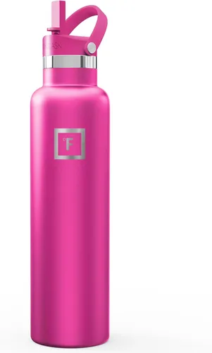 Miniatura 51 de IRON °FLASK Botellas de agua de campamento/senderismo, 3 tapas (estrecha con popote), sin fugas, aisladas al vacío, acero inoxidable de doble pared