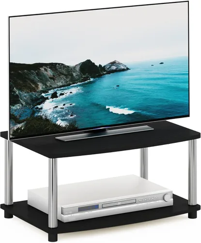 Miniatura 16 de Furinno Turn-N-Tube Soporte de TV, centro de entretenimiento de esquina de 3 niveles con estantes abiertos, consola de TV sin herramientas para TV